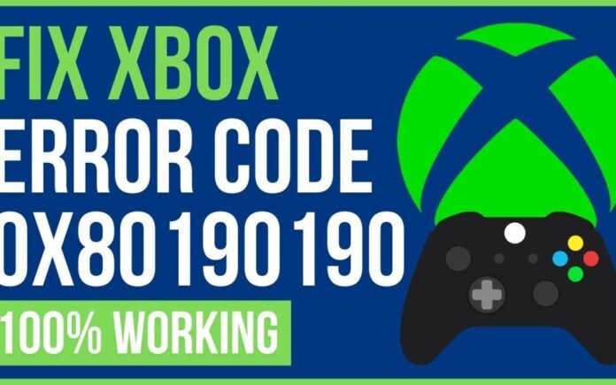 xbox error code 0x80190190